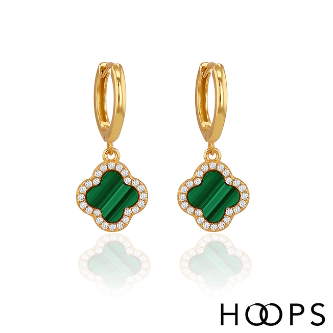 Yellow Gold Vermeil Maesta Malachite Hoops