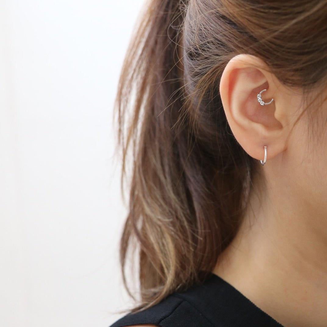 Stone Set Trio 10mm Tragus Clicker Hoop image 1