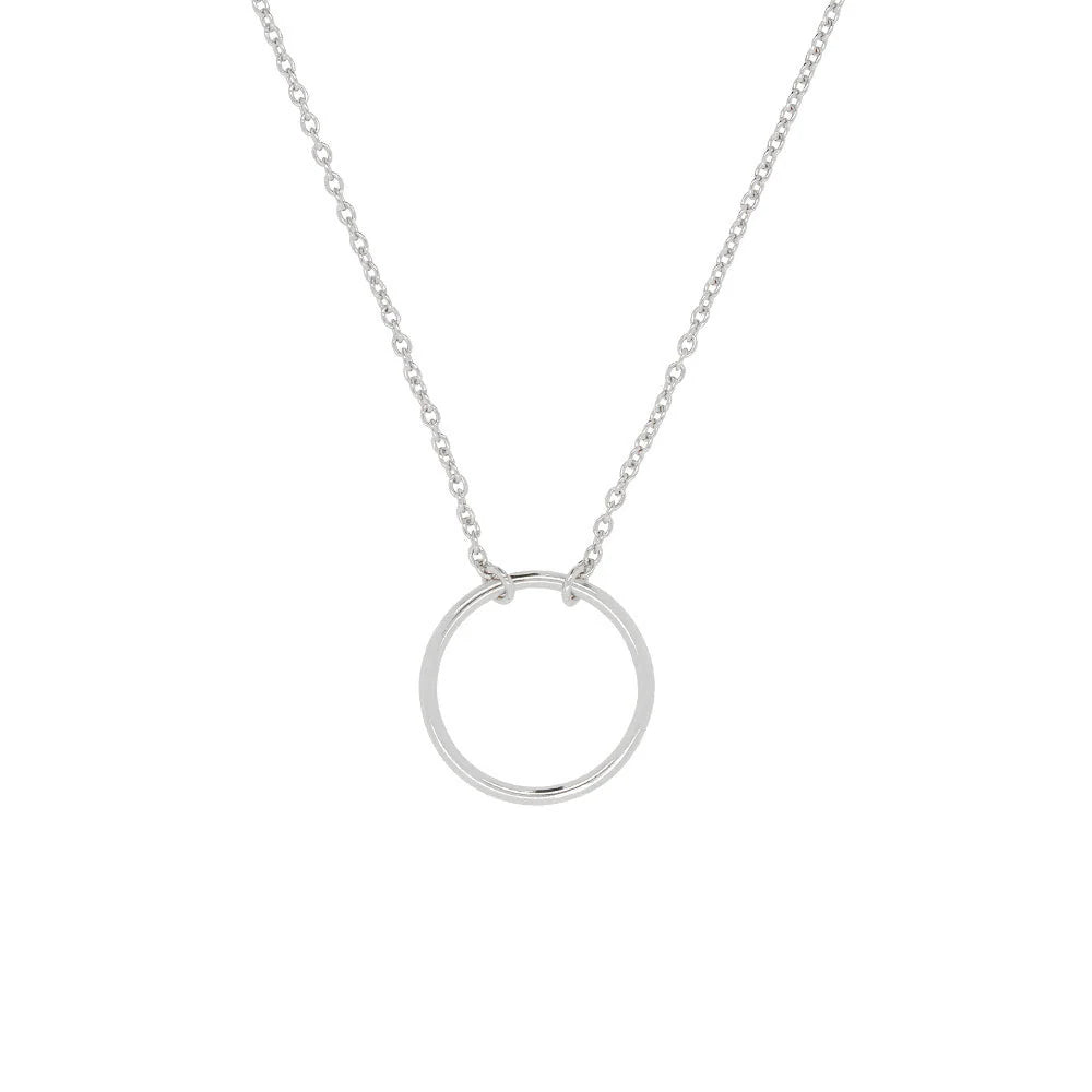 Sterling Silver Circle Necklace - Adjustable Chain