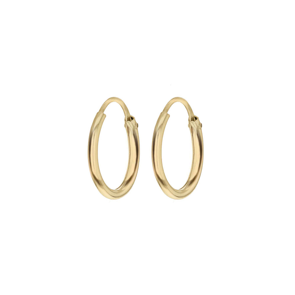 9ct Yellow Gold 11mm Plain Sleeper Hoop Earrings image 1