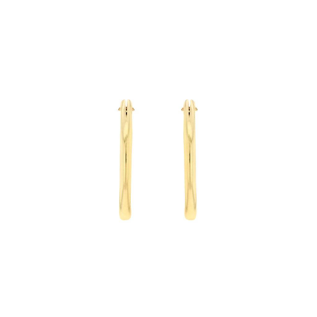 Yellow Gold Vermeil 15mm Plain Sleeper Hoop Earrings image 2