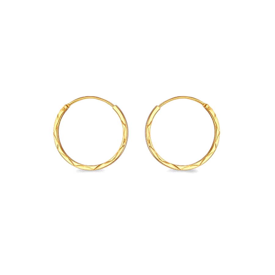 Yellow Gold Vermeil 15mm Diamond Cut Thin Sleeper image 0