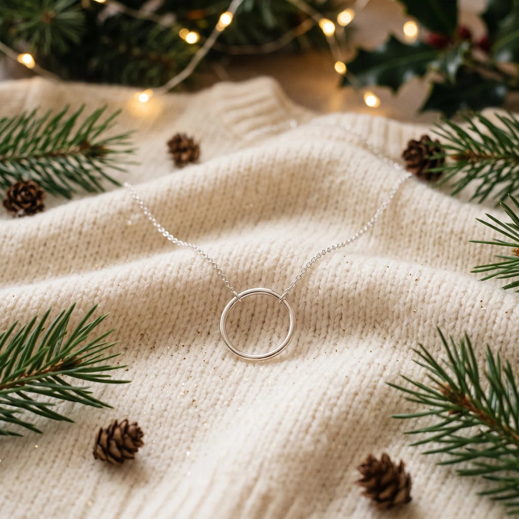 Yellow Gold Vermeil Circle Necklace - Adjustable Chain