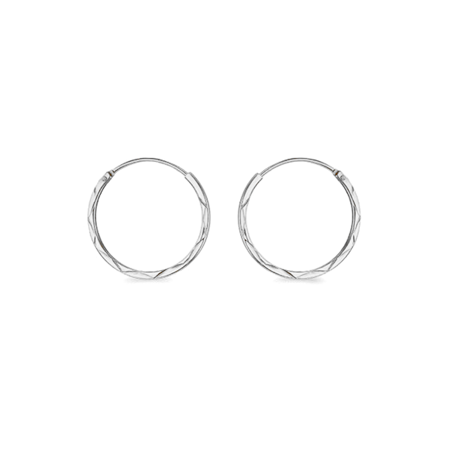 Sterling Silver 15mm Diamond Cut Thin Sleeper